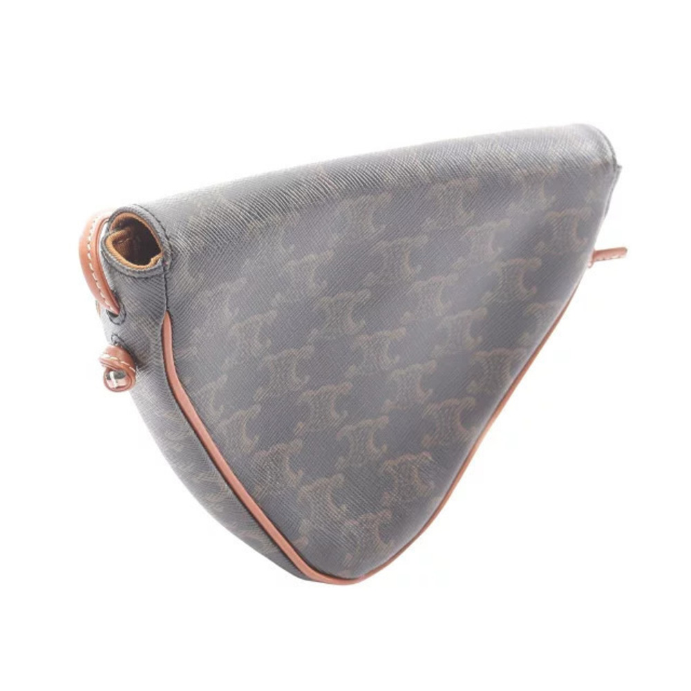 Celine Bag Triomphe Triangle Brown Canvas Shoulder Black Brown Black